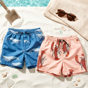 Tea Collection Toddler Boys Swim Trunks Bundle 18-24M Lobster & Whale
